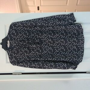 LOFT Dark Blue Blouse with White Rooster Print